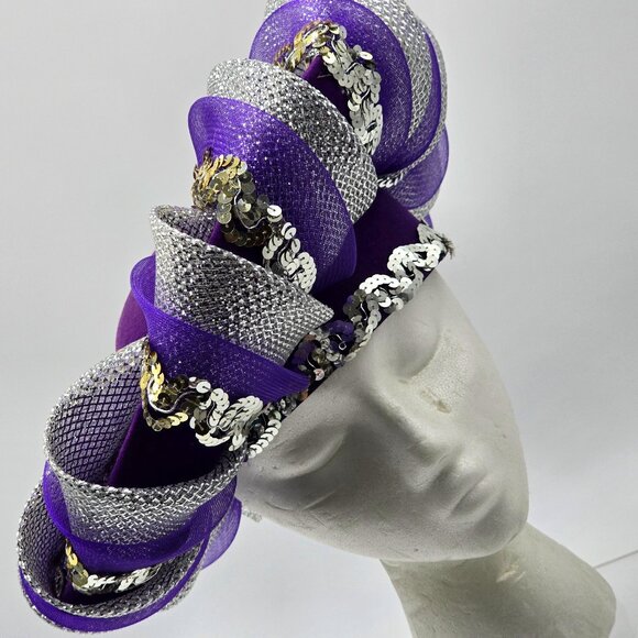 J.F.Y. New York Collection - Silver & Purple Hat - Picture 1 of 16